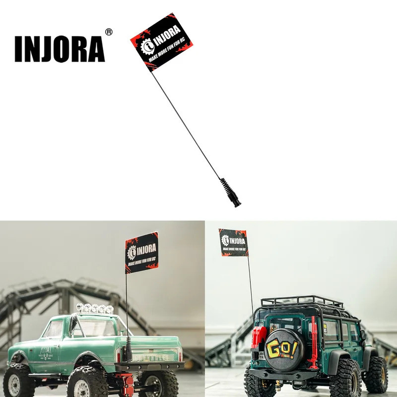 Ăng-ten trang trí INJORA 15cm có cờ cho xe bánh xích RC 1 / 18 1 / 24 TRX4M SCX24 AX24 FCX18 FCX24