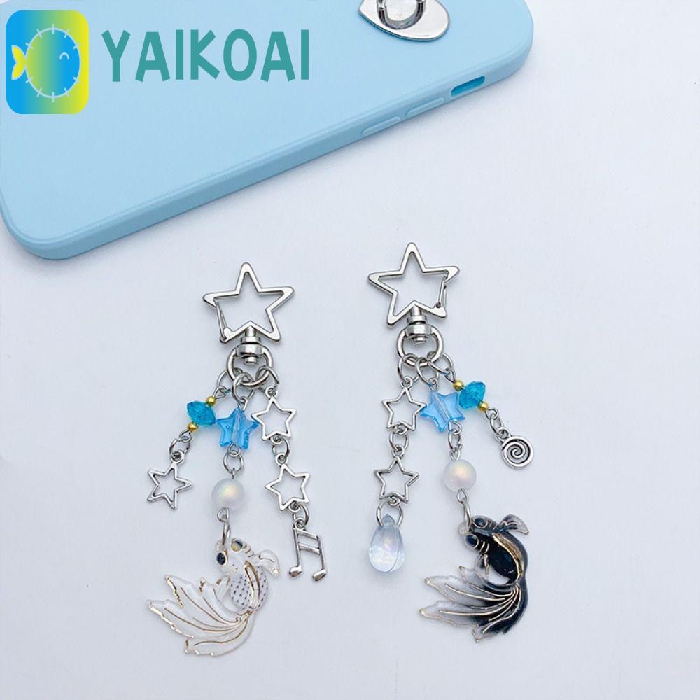 GLENES Koi Star Bead Chain, Spice Girl Style Handmade Y2k Key Chains, Unique Sea Theme Y2k Anime Luc