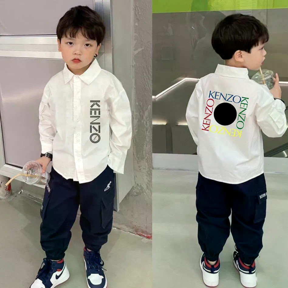 KENZO1718 Bé Gái Áo Sơ Mi Trắng Dài Tay Áo Sơ Mi Mỏng