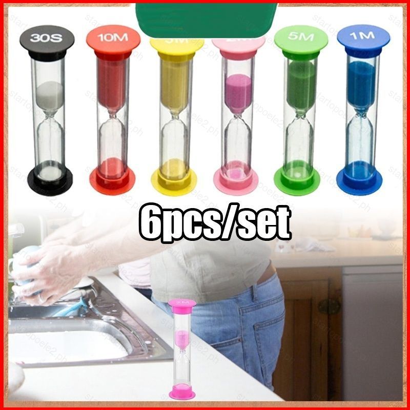 ST2 6 Chiếc Cát Hẹn Giờ Màu Đồng Hồ Cát Hẹn Giờ 30 giây 1 phút 2 phút 3 phút 5 phút 10 phút TS2