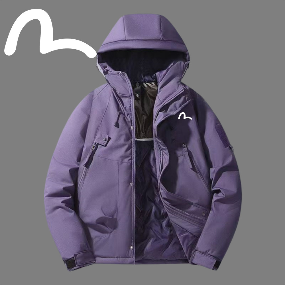 Evisu/Fushen Thu Đông 2025 - Áo Khoác Cotton Chống Gió & Mưa, Cổ Đứng Thời Trang, Kích Thước Lớn