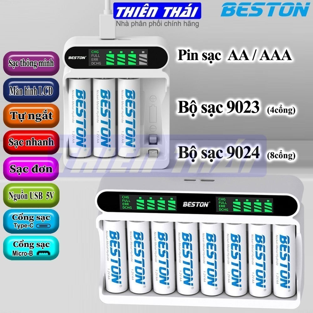 Bộ sạc BESTON C9023L/C9024L,pin sạc BESTON AA3300mAh,AAA1300mAh,1.2V,(9023,9024,3300,1300)