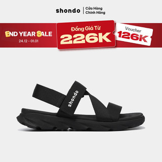  Giày Sandals Nam Nữ Cao Cấp Unisex Êm Chân Quai Liền Shondo F6 Sport Đen F6S1111 