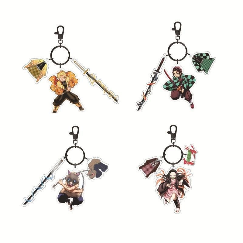 Demon Slayer Móc Khóa Bộ Ba Mảnh Móc Khóa Nezuko Tanjiro Giyu Tomioka Kanroji Mitsuri Tokitou Muichi