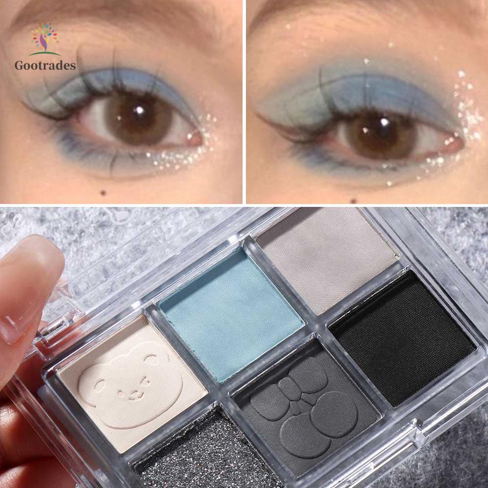 Bảng Phấn Mắt GOOTRADES 6 Màu, Phấn Mắt Khói Xanh Đen Chống Thấm Nước, Di Động Lâu Dài Làm Sáng Sắc 