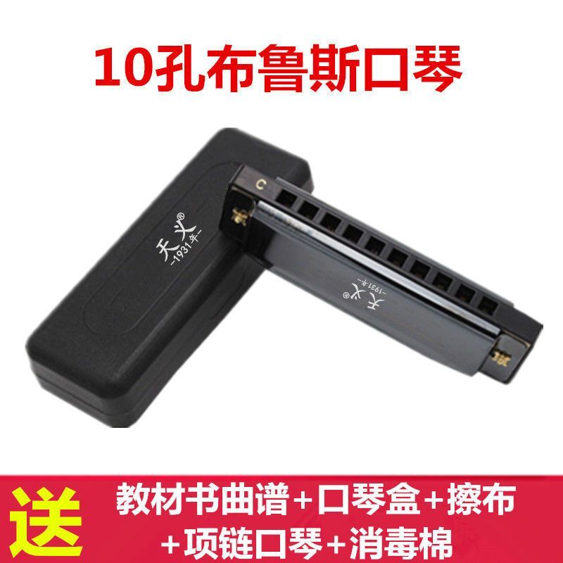 Harmonica 10 lỗ màu xanh lam-key C trẻ em mười lỗ