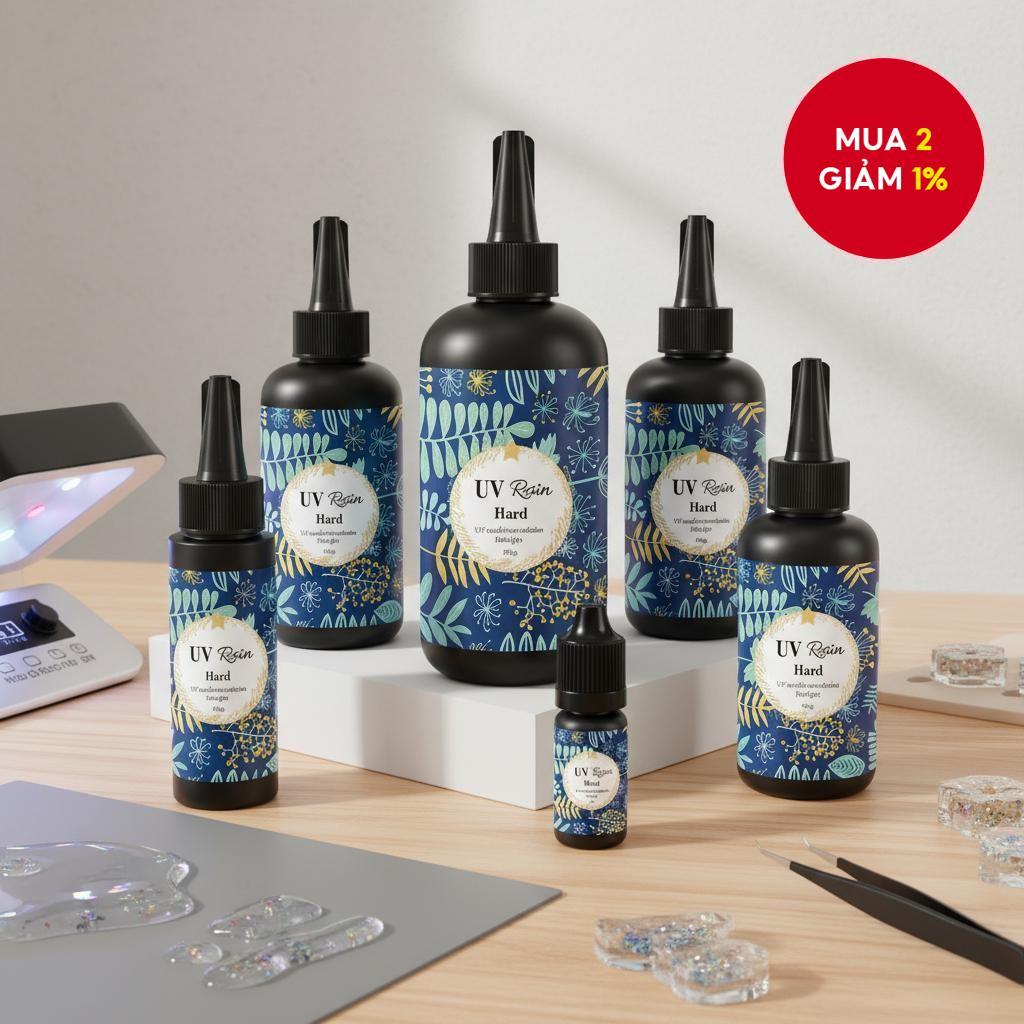 Long Vu Crystal Clear UV Resin - Sấy nhanh, Chống vàng, 60-100g