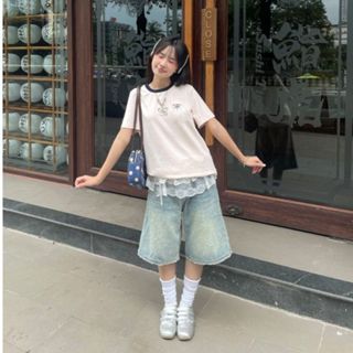   Quần jean ngố ống rộng THE C.I.U quần bò nữ dáng lửng phong cách cá tính - Krixi Short 