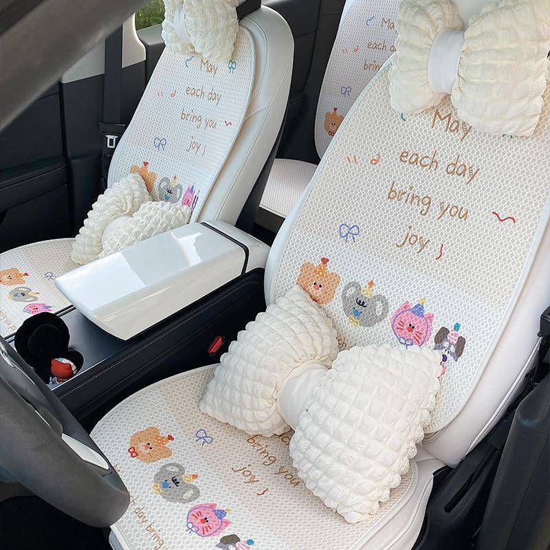 Car Seat Cushion Four Seasons Universal Cute Seat Cover Breathable Half Surrounded Lady Goddess Seat