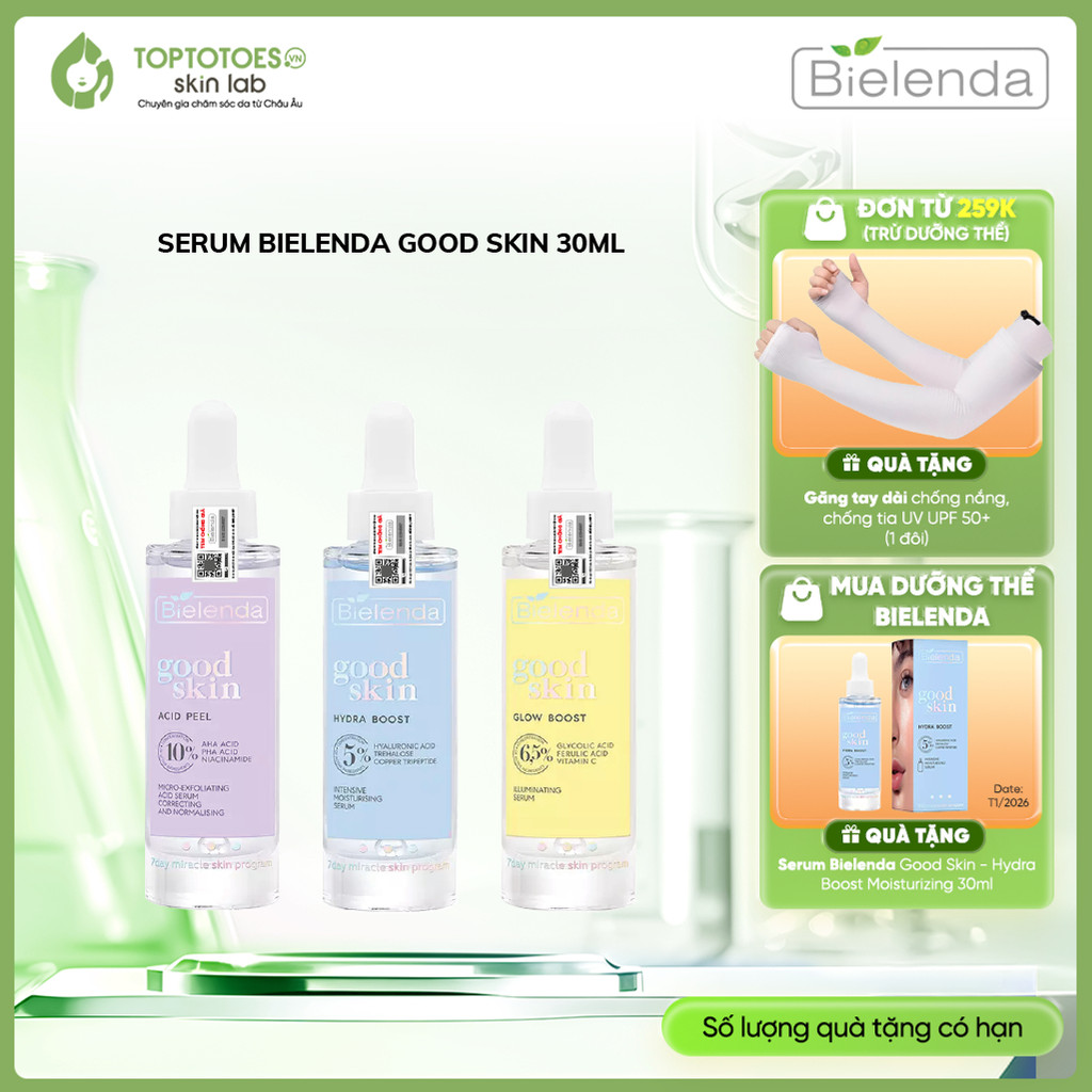   HÀNG NHẬP KHẨU  Serum Bielenda Good Skin giảm mụn & thâm dưỡng trắng căng bóng da 30ml 