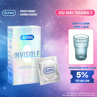  Bao cao su Durex Invisible siêu mỏng size 52mm hộp 10 bao 