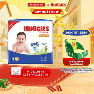  Tã quần Huggies Skincare Mega Jumbo M106 L96+8 XL84+4 XXL76+4 với tràm trà dịu da 
