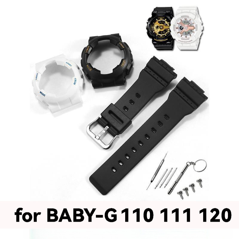 Vỏ dây đeo BABY-G Thích hợp cho BABY-G BA-110 / 111 / 112 / 120 / BGA-130 Dây đeo nhựa bóng Dây đeo 