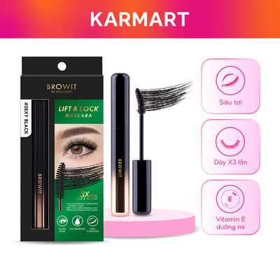 Mascara Browit Siêu Tơi Dày Gấp 3 Lần, Chất Đen Đậm Không Vón Cục  Lift & Lock Mascara Sexy Black