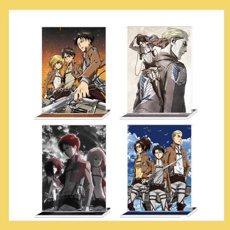 Standee Anime Attack on Titan AOT Mô hình Mica Eren Levi Erwin Hange Trang trí Bàn học Figure Acryli