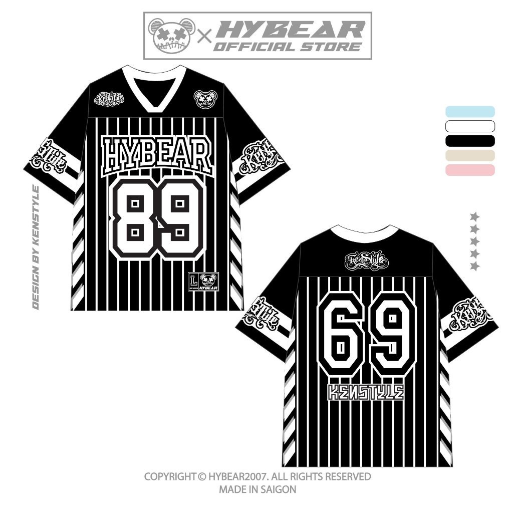 Áo thun sọc trung tính BASEBALL JERSEY đen trắng