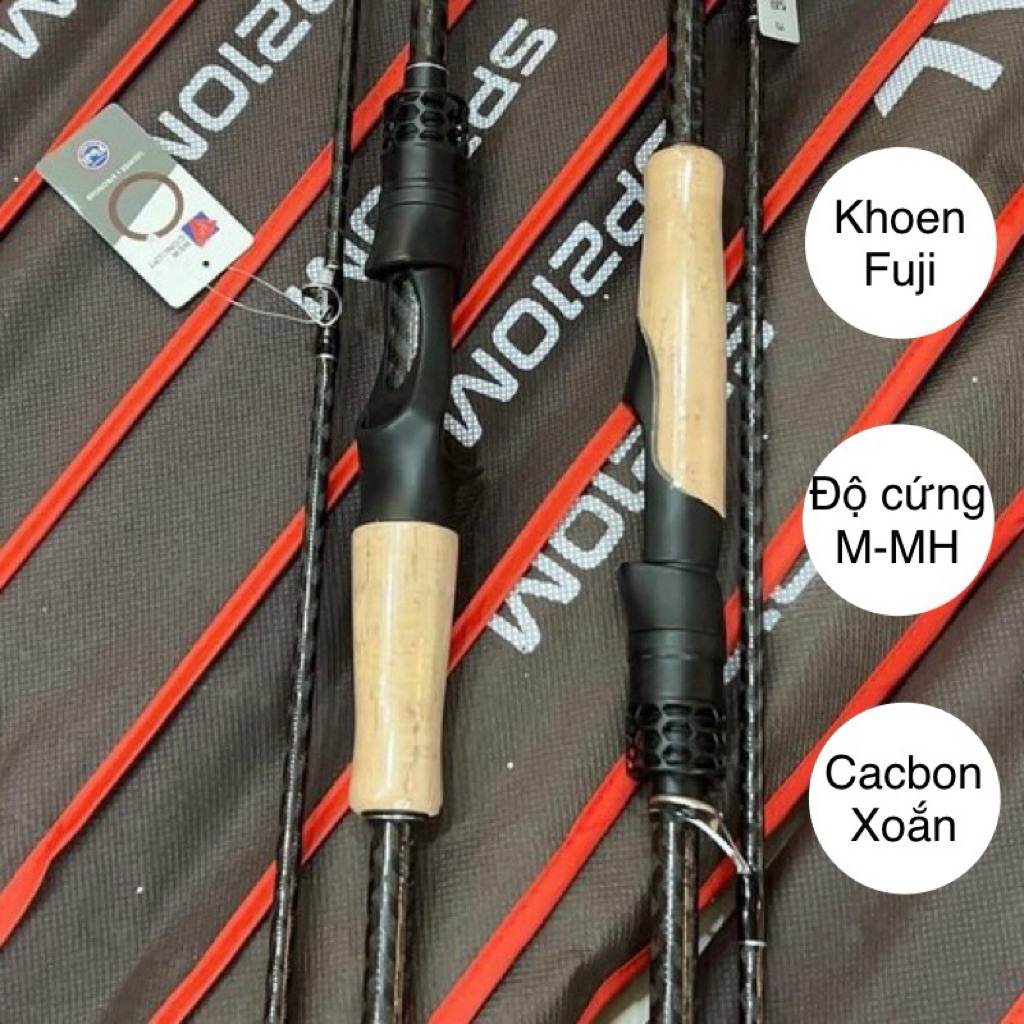 Cần câu lure HR khoen fuji vân cacbon xoắn toàn thân