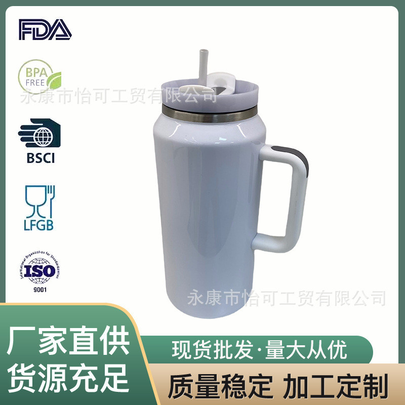 64oz Stanley Phong Cách Ice Master Cup Dung Tích Lớn Thép Không Gỉ 304 Tay Cầm Cốc Ống Hút Ngoài Trờ