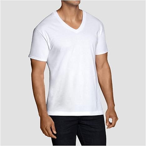 Bộ 6 áo thun trắng Fruit of the Loom Mens Stay Tucked Cotton V-Neck T-Shirt 6 Pack - Size S (Mỹ)