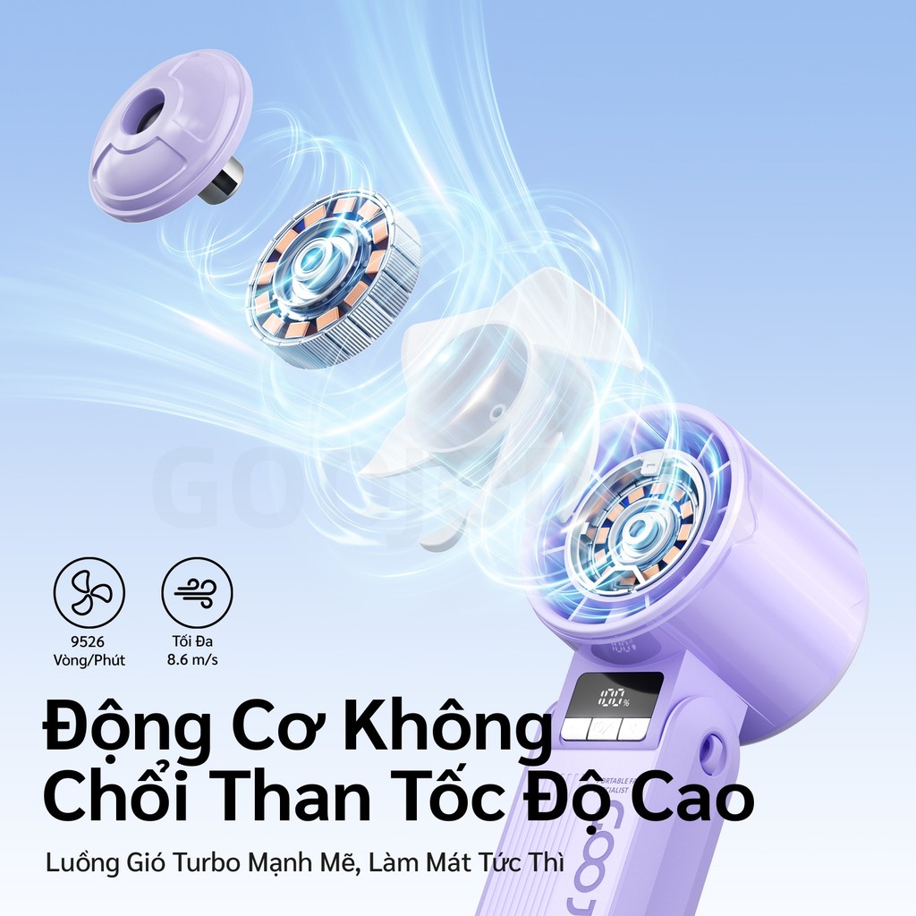 Quạt Phun Sương Turbo GOOJODOQ, 100 Tốc Độ, Pin 3600mAh (11.5H), Gió Mạnh,Xoay 180° điều chỉnh | BigBuy360 - bigbuy360.vn