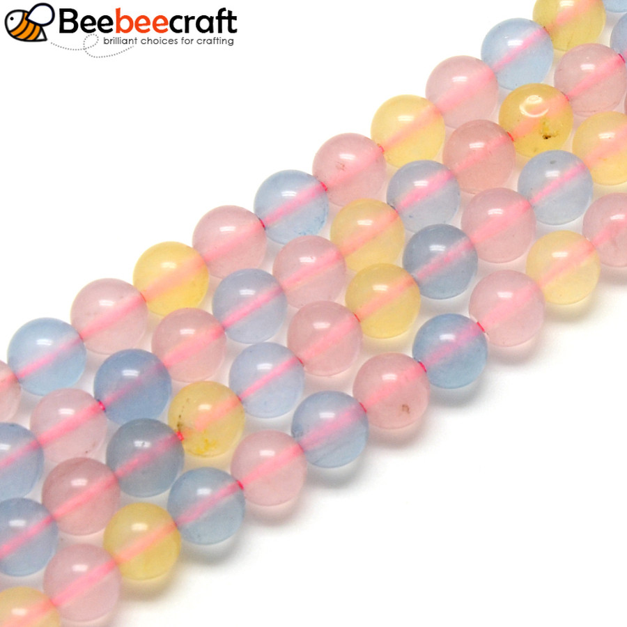 Chalcedony hạt nhuộm màumorganite, đường kính 8mm, 48 hạt/sợi, 14,9 inches