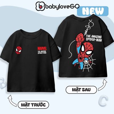 Áo thun bé trai BabyloveGO áo siêu nhân siêu anh hùng Spider-Man cho bé 1-10 tuổi