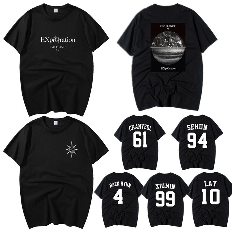 Áo thun ngắn tay EXO Planete Tour dành cho fan, thiết kế hình Min Yoongi và Baekhyun, chất liệu cott