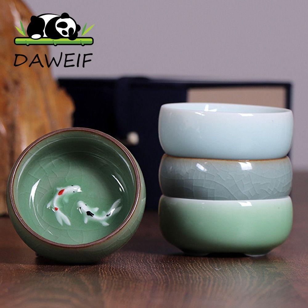 DAWEIF Golden Fish Celadon Porcelain Teacups, Kungfu tinh tế Long Tuyền Tea Cup, Crackle Tea Cup 60m