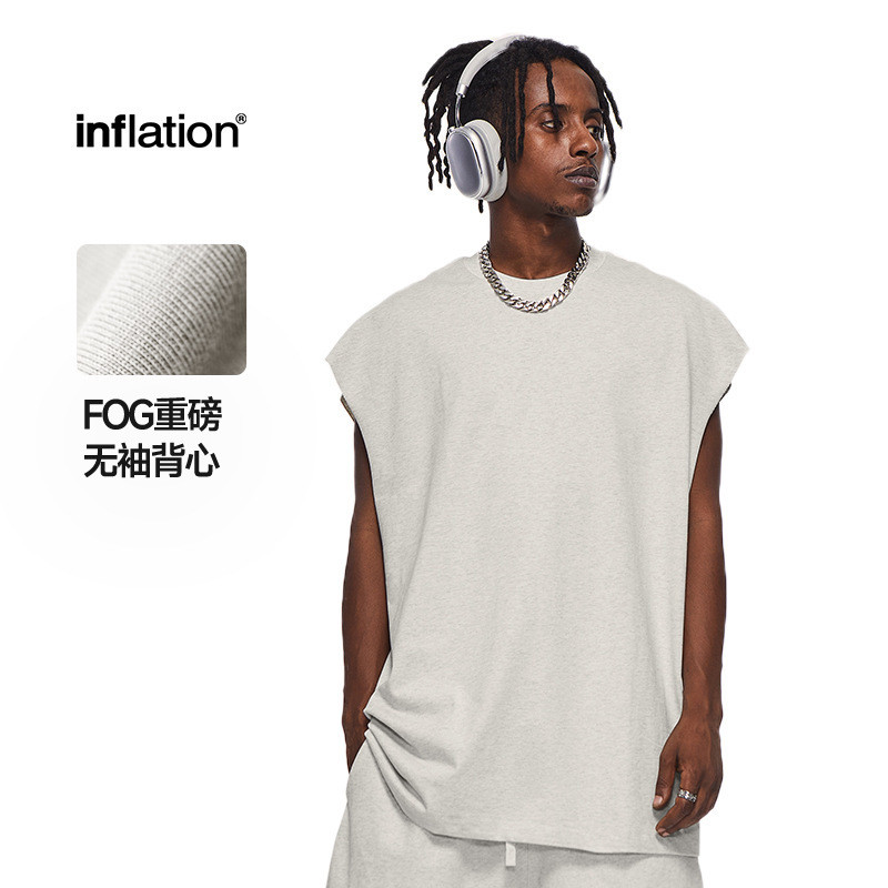 Jiezhan|Áo Vest Không Tay 305G 2025 Xuân Hè Màu Đất FOG Đường Phố Mặc Nam Jie Thể Hiện Lựa Chọn nghi