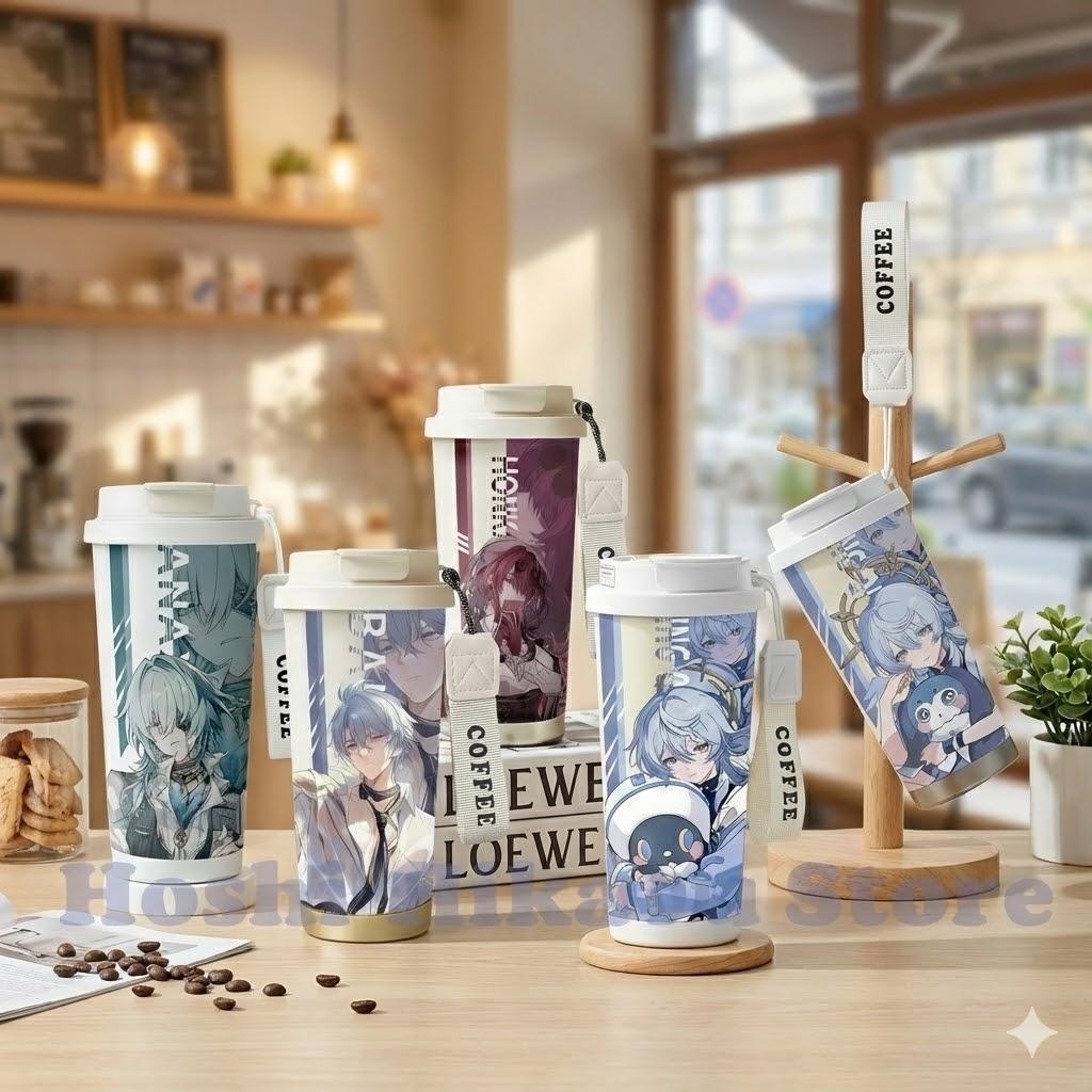 Ly giữ nhiệt in hình nhân vật Honkai Star Rail Kafka Anaxa Phainon Sunday inox 316 tráng men sứ