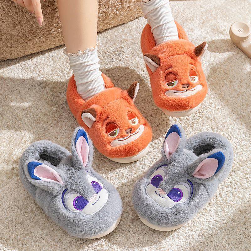 Disney Zootopia Cotton Slippers Female 2025 New Couple Parent-Child Non-Slip Cute Warm Home Men MDX3