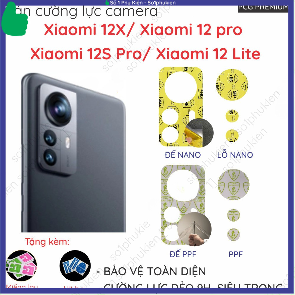 (mua 1 tặng 1) Bộ Dán cường lực camera dành cho Xiaomi 12 / 12 Lite/ 12X/ 12 pro/ 12S/ 12S Pro loại 