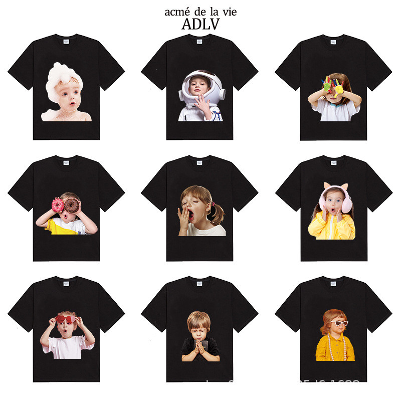 2025New Korean Style ADLV Short Sleeve Donut Boy T Shirt pure cotton loose couple tops for women