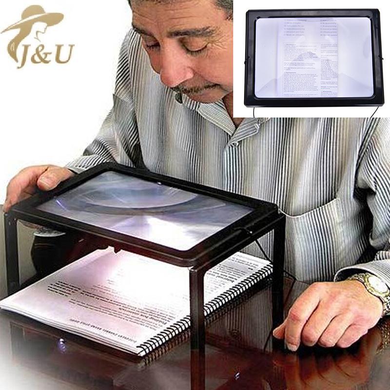 JU Large A4 Page Hands Free 3x Kính lúp có đèn LED đọc sách, VN