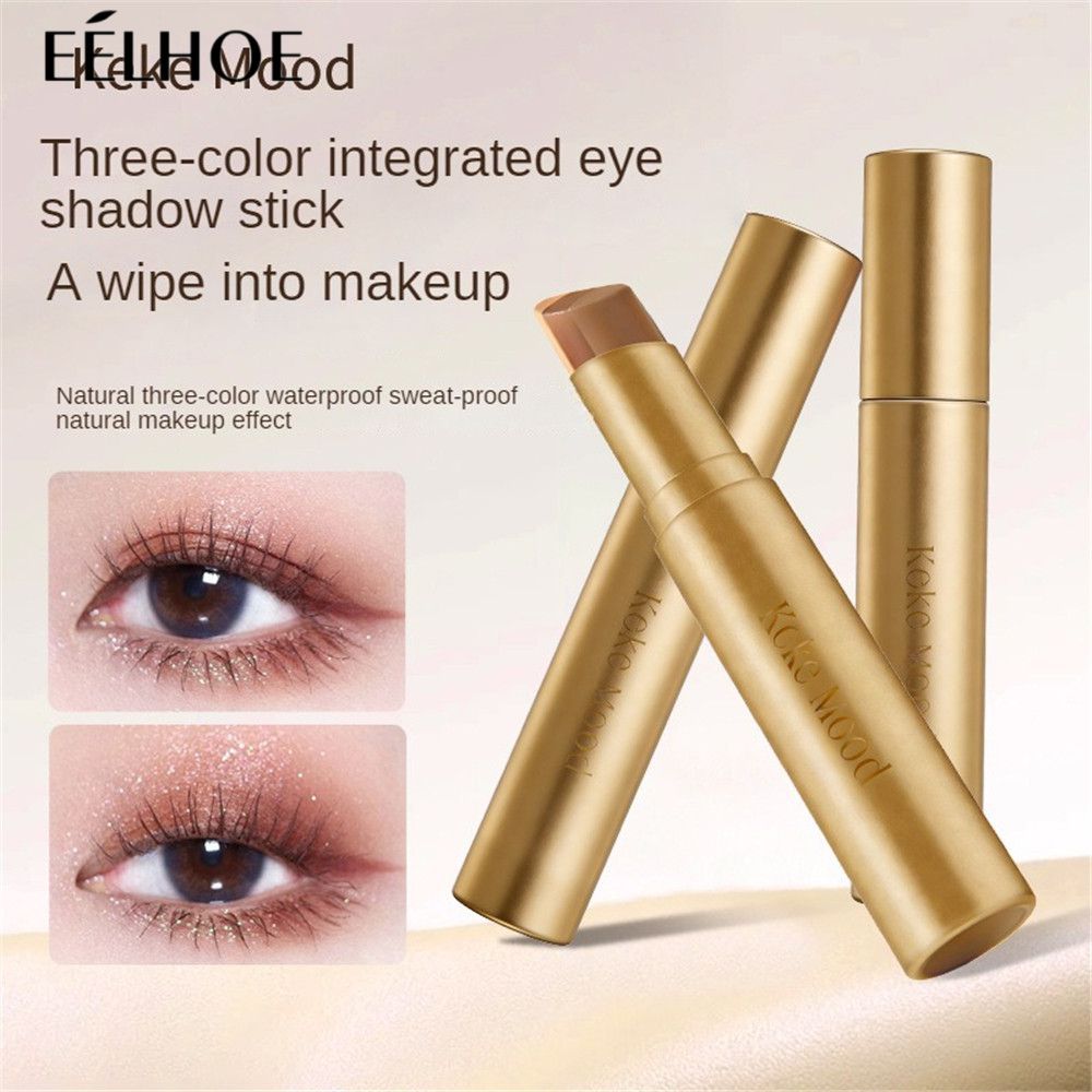 KE MOOD Phấn mắt chuyển màu ba màu Kem nền kim cương Hiệu ứng lung linh lắc, Phấn mắt lười lấp lánh 