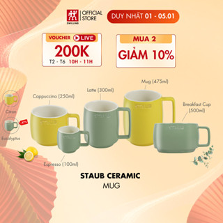  Cốc gốm sứ cao cấp STAUB Ceramic màu Citron Eucalyptus - Espresso Cappucino Latte Mug Breakfast 