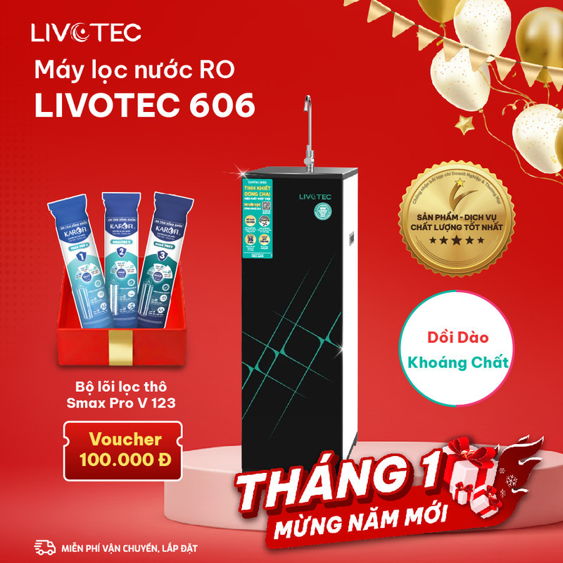 Máy Lọc Nước RO Livotec 606, 10 Lõi Lọc Cao Cấp, Loại Bỏ Cặn Bẩn, Bổ Sung Khoáng Chất
