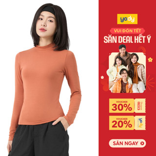   BST Thu đông 2025  Áo thun giữ nhiệt YODY nữ dài tay vải mềm mịn co giãn giữ ấm WCTL25F020 
