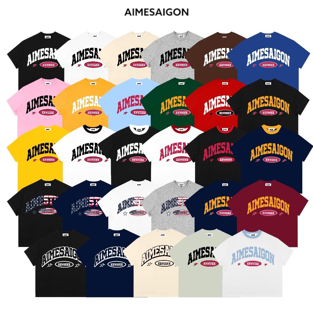 [HOT] Áo Thun Big Boxy Local Brand AIMÉ Cotton Cổ Tròn Form Rộng Unisex Nam Nữ ""AIMESAIGON XXVIIIXX