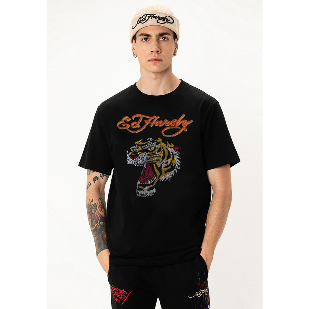 Áo thun Ed Hardy cotton nguyên chất, thiết kế in hình con hổ