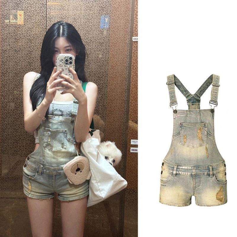 Quần Short Denim Retro Y2K Rách - Style Hot Girl Mùa Hè