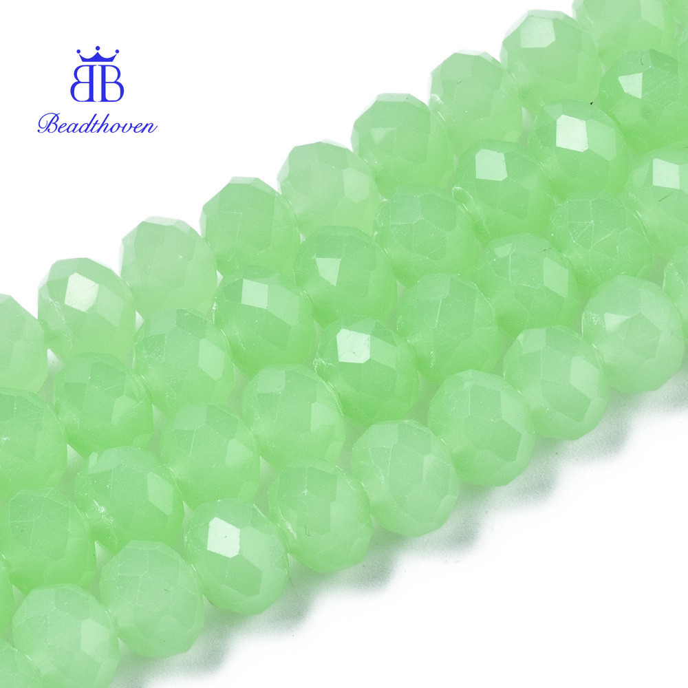 Hạt Thủy Tinh Rondelle Xanh Nhạt 8x6mm, 60-62 Viên/Sợi, 16 Inches (40cm)