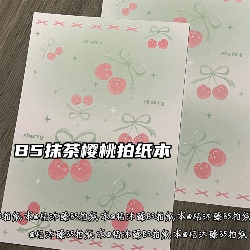 B5 Matcha Cherry Notepad Dễ Thương Notepad Lớn Ins Trái Tim Cô Gái Giá Trị Cao Học Notepad B5 Matcha