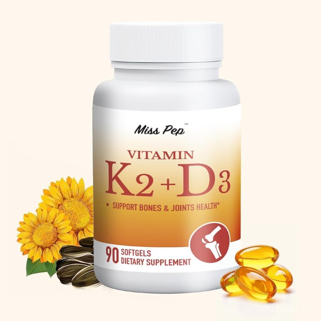 Vitamin D3 K2, 5000 IU D3 và 100 mcg K2 (MK-7), với viên nang mềm dầu hướng dương, 90 viên nang mềm,
