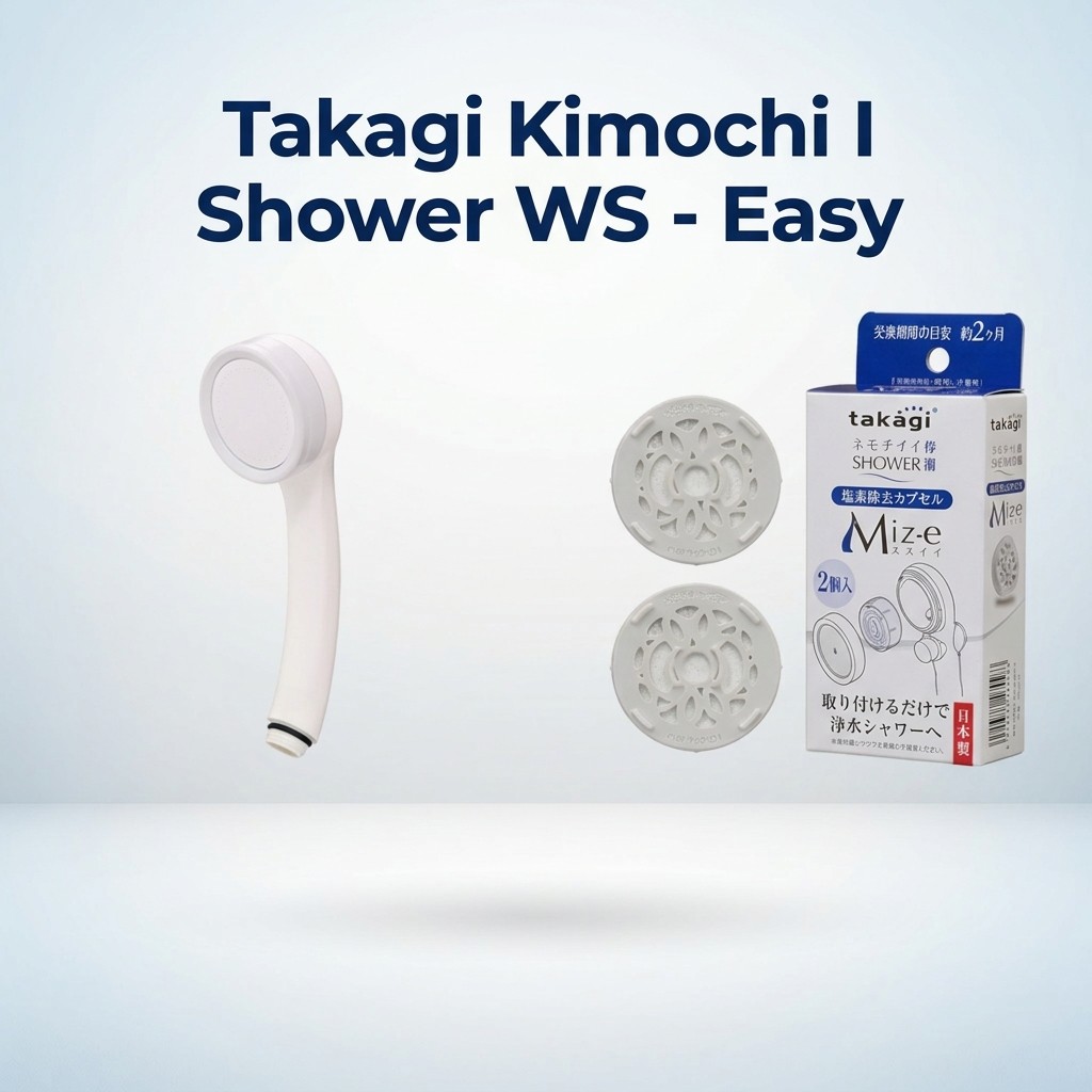 Takagi Kimochi I Shower WS - Easy Installation with Chlorine Removal Cartridge Set