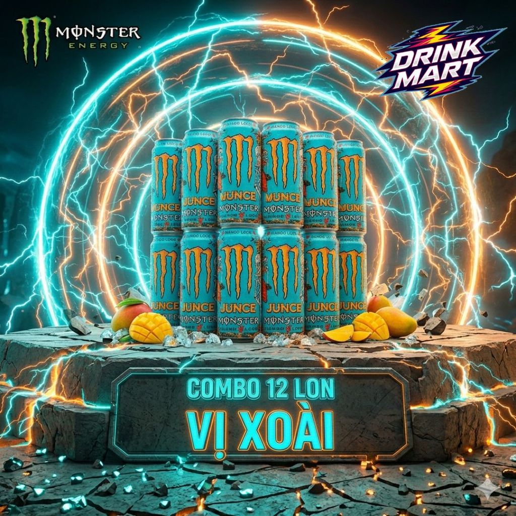 [ 12 Lon ] Nước Tăng Lực MONSTER VỊ XOÀI Lon 355ml Các Vị | Drink Mart