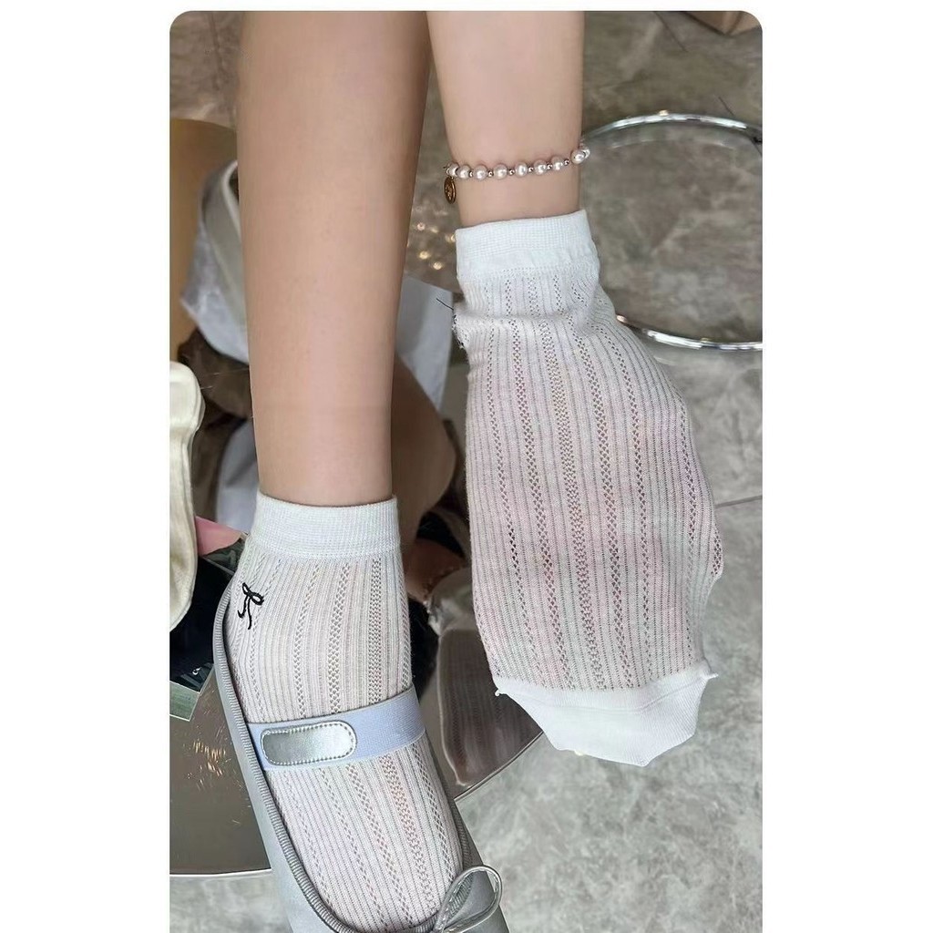 Jk Bow Tất Ngắn Bé Gái Mỏng Ba Lê Phong Cách Miu Nhật Bản Rỗng Ins Phong Cách Tất Mỏng | BigBuy360 - bigbuy360.vn