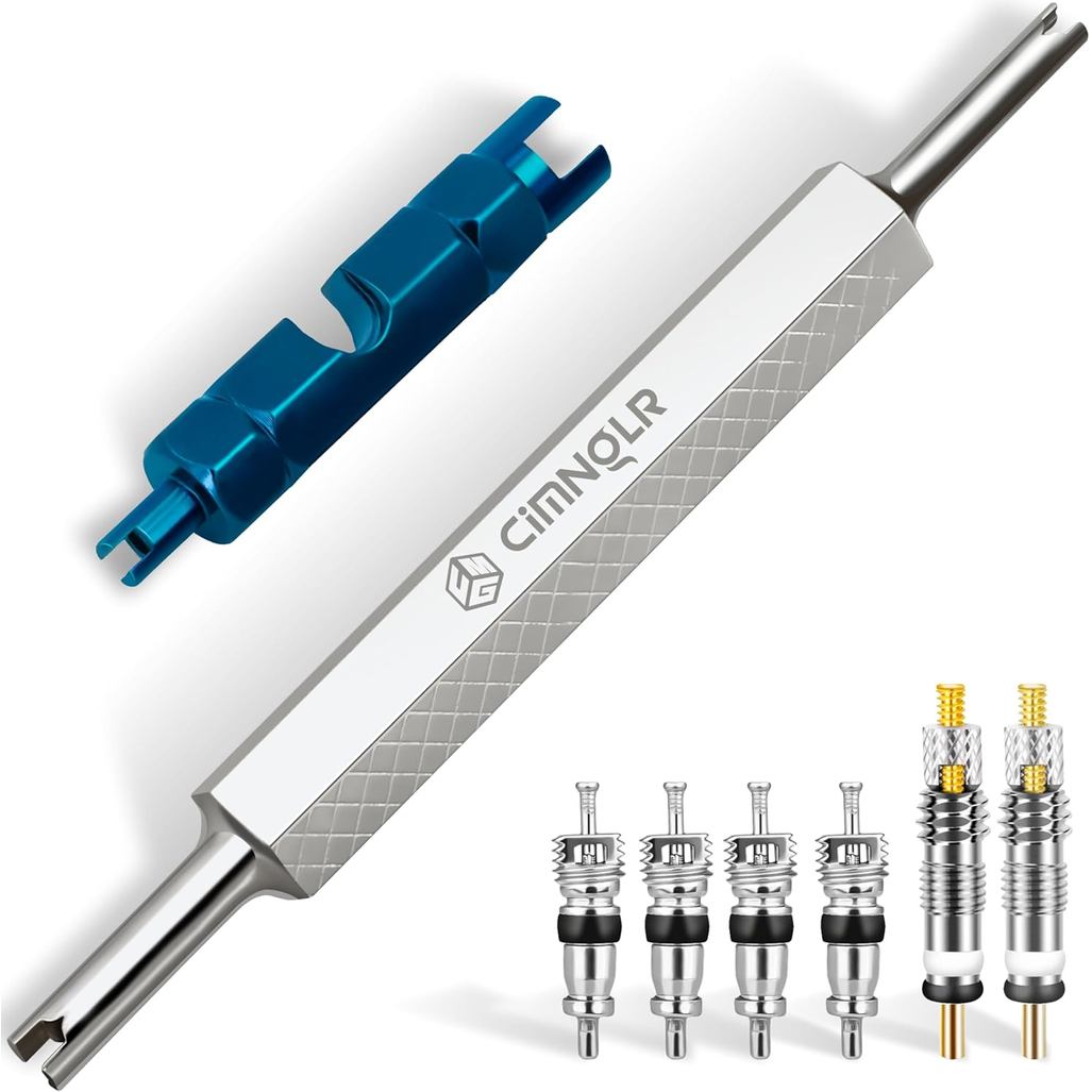 Bộ công cụ loại bỏ thân van lốp, Công cụ loại bỏ lõi van Includ Presta, Công cụ loại bỏ van Schrader hai đầu bằng thép không gỉ, Lõi van 6 chiếc cho ô tô, xe máy, xe đạp, vv.