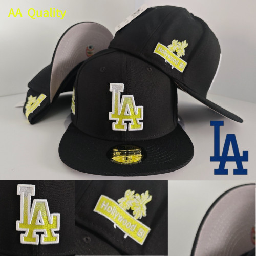 MLB Mũ bóng chày đen đội Los Angeles Dodgers thêu vàng