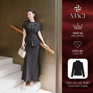  Chân Váy Lụa Queen Dáng Đuôi Cá 2 Lớp Màu Đen Trắng Kem MACI by MKC MCVCVTR0091 Thời Trang Nữ Thiết Kế Độc Quyền 